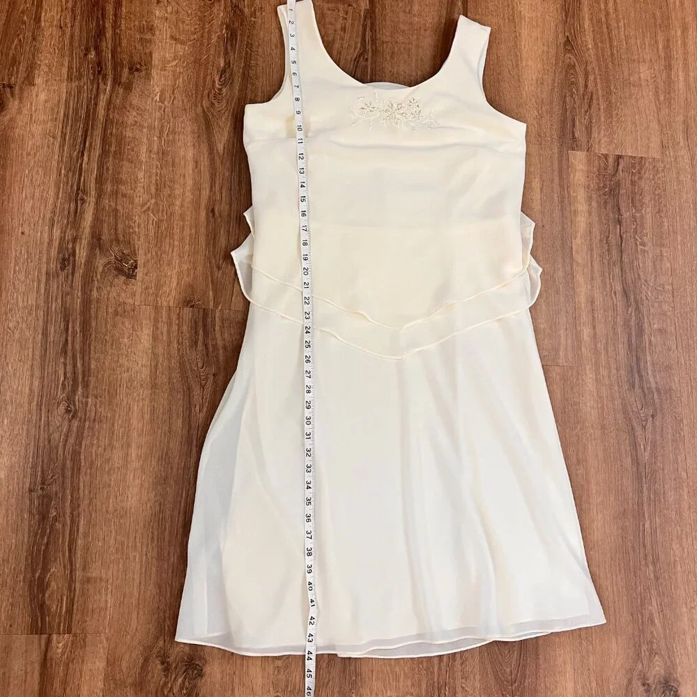 Coldwater Creek Ivory Sleeveless Formal Tiered Chiffon Dress Layered Sz 14